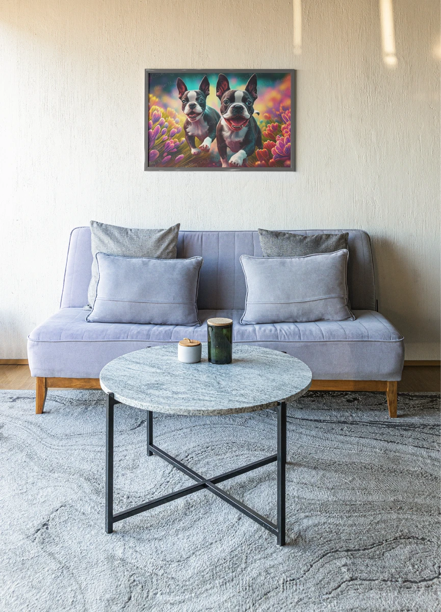 Kaleidoscopic Garden Boston Terriers Wall Art Poster-Art-Boston Terrier, Dog Art, Home Decor, Poster-5
