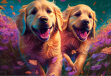 Load image into Gallery viewer, Kaleidoscopic Garden Golden Retrievers Wall Art Poster-Art-Dog Art, Golden Retriever, Home Decor, Poster-1