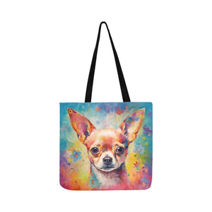 Kaleidoscopic Gaze Chihuahua Shopping Tote Bag-Accessories-Accessories, Bags, Chihuahua, Dog Dad Gifts, Dog Mom Gifts-White-ONESIZE-2