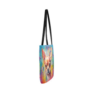 Kaleidoscopic Gaze Chihuahua Shopping Tote Bag-Accessories-Accessories, Bags, Chihuahua, Dog Dad Gifts, Dog Mom Gifts-White-ONESIZE-3
