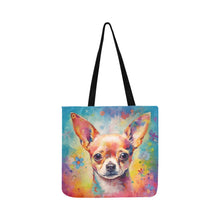 Load image into Gallery viewer, Kaleidoscopic Gaze Chihuahua Shopping Tote Bag-Accessories-Accessories, Bags, Chihuahua, Dog Dad Gifts, Dog Mom Gifts-White-ONESIZE-1