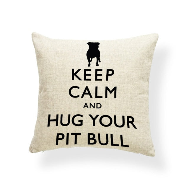Keep Calm and Love Your Pit Bull Cushion Cover-Home Decor-American Pit Bull Terrier, Cushion Cover, Dogs, Home Decor, Staffordshire Bull Terrier-1