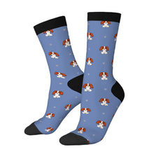 Load image into Gallery viewer, King Charles Socks - Happy Cavalier King Charles Spaniels-Wear Accessories-Blue-3 Black-One Size-61