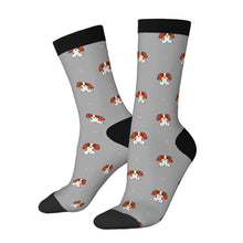 Load image into Gallery viewer, King Charles Socks - Happy Cavalier King Charles Spaniels-Wear Accessories-Gray-3 Black-One Size-21