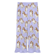 Load image into Gallery viewer, King Charles Spaniel Pajama Pants for Women - Ruffle Hem Design - Watercolor Delight Blenheim King Charles Spaniels-Pajamas-Apparel,Cavalier King Charles Spaniel,Dog Mom Gifts,Pajamas-10