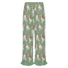Load image into Gallery viewer, King Charles Spaniel Pajama Pants for Women - Ruffle Hem Design - Watercolor Delight Blenheim King Charles Spaniels-Pajamas-Apparel,Cavalier King Charles Spaniel,Dog Mom Gifts,Pajamas-18
