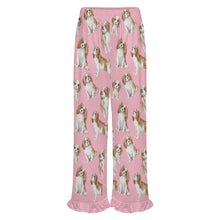 Load image into Gallery viewer, King Charles Spaniel Pajama Pants for Women - Ruffle Hem Design - Watercolor Delight Blenheim King Charles Spaniels-Pajamas-Apparel,Cavalier King Charles Spaniel,Dog Mom Gifts,Pajamas-22