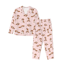 Load image into Gallery viewer, King Charles Spaniel Pajamas for Women - XL Available - Blenheim King Charles Spaniels Doing Yoga-Pajamas-Apparel,Cavalier King Charles Spaniel,Dog Mom Gifts,Pajamas-11