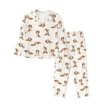 Load image into Gallery viewer, King Charles Spaniel Pajamas for Women - XL Available - Blenheim King Charles Spaniels Doing Yoga-Pajamas-Apparel,Cavalier King Charles Spaniel,Dog Mom Gifts,Pajamas-9