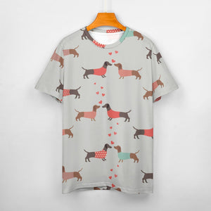 Kissing Dachshunds Love All Over Print Women's Cotton T-Shirt - 4 Colors-Apparel-Apparel, Dachshund, Shirt, T Shirt-17