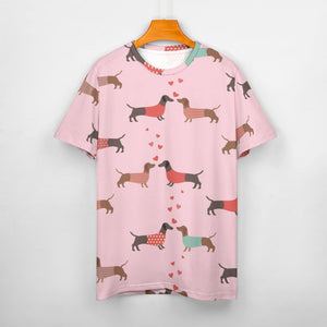 Kissing Dachshunds Love All Over Print Women's Cotton T-Shirt - 4 Colors-Apparel-Apparel, Dachshund, Shirt, T Shirt-11