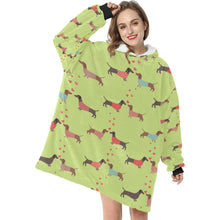 Load image into Gallery viewer, Kissing Dachshunds Love Blanket Hoodie for Women-Apparel-Apparel, Blankets-11