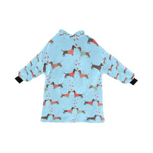 Load image into Gallery viewer, Kissing Dachshunds Love Blanket Hoodie for Women-Apparel-Apparel, Blankets-LightBlue-ONE SIZE-4