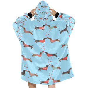 Kissing Dachshunds Love Blanket Hoodie for Women-Apparel-Apparel, Blankets-8