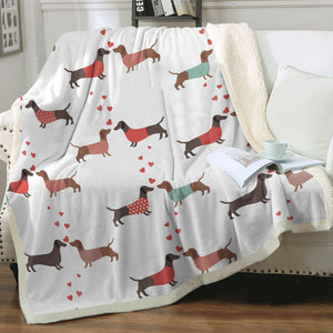 Kissing Dachshunds Love Soft Warm Fleece Blanket - 4 Colors-Blanket-Blankets, Dachshund, Home Decor-13