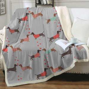 Kissing Dachshunds Love Soft Warm Fleece Blanket - 4 Colors-Blanket-Blankets, Dachshund, Home Decor-16