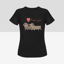 Load image into Gallery viewer, Kissing Dachshunds Love Women&#39;s Cotton T-Shirts - 5 Colors-Apparel-Apparel, Dachshund, Shirt, T Shirt-10