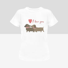 Load image into Gallery viewer, Kissing Dachshunds Love Women&#39;s Cotton T-Shirts - 5 Colors-Apparel-Apparel, Dachshund, Shirt, T Shirt-6