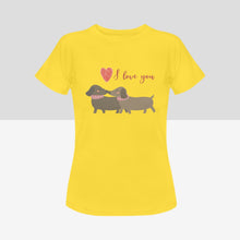 Load image into Gallery viewer, Kissing Dachshunds Love Women&#39;s Cotton T-Shirts - 5 Colors-Apparel-Apparel, Dachshund, Shirt, T Shirt-7