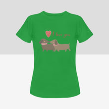 Load image into Gallery viewer, Kissing Dachshunds Love Women&#39;s Cotton T-Shirts - 5 Colors-Apparel-Apparel, Dachshund, Shirt, T Shirt-8