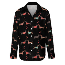 Load image into Gallery viewer, Kissing Dachshunds Love Women&#39;s Shirt-Apparel-Apparel,Dachshund,Dog Mom Gifts,Shirt-Midnight Black-S-26