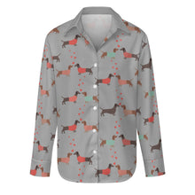 Load image into Gallery viewer, Kissing Dachshunds Love Women&#39;s Shirt-Apparel-Apparel,Dachshund,Dog Mom Gifts,Shirt-Parisian Gray-S-23