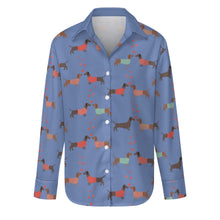 Load image into Gallery viewer, Kissing Dachshunds Love Women&#39;s Shirt-Apparel-Apparel,Dachshund,Dog Mom Gifts,Shirt-Slate Blue-S-14