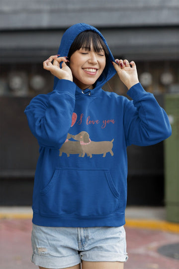 Kissing Dachshunds Womens Cotton Fleece Hoodie Sweatshirt 4 Colors 360x