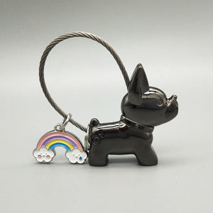 Image of a boy frenchie keychain in the color black