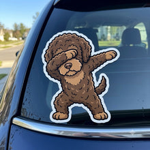 Load image into Gallery viewer, Labradoodle Car Sticker - Dabbing Chocolate Labradoodle Love-Car Accessories-Car Accessories,Car Sticker,Doodle,Labradoodle-2