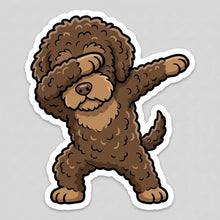 Load image into Gallery viewer, Labradoodle Car Sticker - Dabbing Chocolate Labradoodle Love-Car Accessories-Car Accessories,Car Sticker,Doodle,Labradoodle-Small - 13 cm or 5.1"-1
