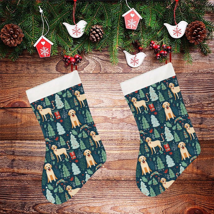 Labrador Holiday Cheer Christmas Stocking-Christmas Ornament-Christmas, Home Decor, Labrador-26X42CM-White-2