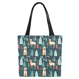 Labrador Holiday Cheer Large Canvas Tote Bags - Set of 2-Accessories-Accessories, Bags, Labrador-White3-ONESIZE-1