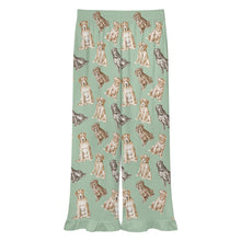Load image into Gallery viewer, Labrador Pajama Pants for Women - Ruffle Hem Design - Watercolor Delight Labradors-Pajamas-Apparel,Dog Mom Gifts,Labrador,Pajamas-10
