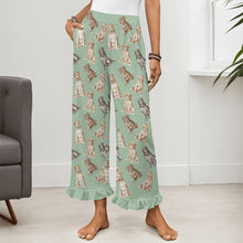 Load image into Gallery viewer, Labrador Pajama Pants for Women - Ruffle Hem Design - Watercolor Delight Labradors-Pajamas-Apparel,Dog Mom Gifts,Labrador,Pajamas-12
