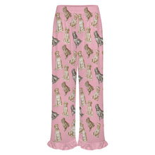 Load image into Gallery viewer, Labrador Pajama Pants for Women - Ruffle Hem Design - Watercolor Delight Labradors-Pajamas-Apparel,Dog Mom Gifts,Labrador,Pajamas-18