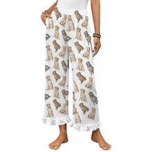 Load image into Gallery viewer, Labrador Pajama Pants for Women - Ruffle Hem Design - Watercolor Delight Labradors-Pajamas-Apparel,Dog Mom Gifts,Labrador,Pajamas-White-S-2