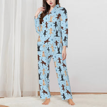 Load image into Gallery viewer, Labrador Pajamas for Women - XL Available - Labradors in All Colors Doing Yoga-Pajamas-Apparel,Dog Mom Gifts,Labrador,Pajamas-Blue-XS-2