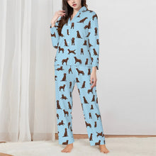 Load image into Gallery viewer, Labrador Pajamas for Women - XL Available - Playful Chocolate Labradors-Pajamas-Apparel,Chocolate Labrador,Dog Mom Gifts,Labrador,Pajamas-Blue-XS-2