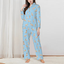 Load image into Gallery viewer, Labrador Pajamas for Women - XL Available - Playful Yellow Labrador-Pajamas-Apparel,Dog Mom Gifts,Labrador,Pajamas-Blue-XS-2