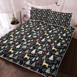 Labrador Retriever Holiday Village Christmas Quilt Blanket Bedding Set-Bedding-Bedding, Blankets, Christmas, Home Decor, Labrador-2