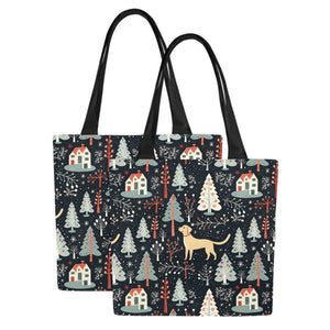 Labrador Retriever Holiday Village Large Canvas Tote Bags - Set of 2-Accessories-Accessories, Bags, Christmas, Labrador-11