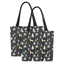 Load image into Gallery viewer, Labrador Retriever Holiday Village Large Canvas Tote Bags - Set of 2-Accessories-Accessories, Bags, Christmas, Labrador-12