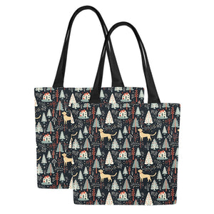 Labrador Retriever Holiday Village Large Canvas Tote Bags - Set of 2-Accessories-Accessories, Bags, Christmas, Labrador-12