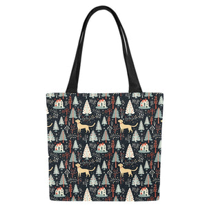 Labrador Retriever Holiday Village Large Canvas Tote Bags - Set of 2-Accessories-Accessories, Bags, Labrador-White3-ONESIZE-3