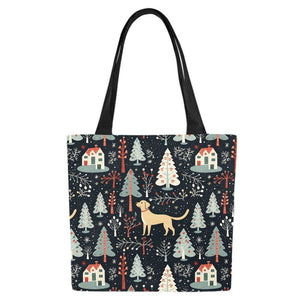 Labrador Retriever Holiday Village Large Canvas Tote Bags - Set of 2-Accessories-Accessories, Bags, Christmas, Labrador-8