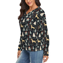 Load image into Gallery viewer, Labrador Retriever Holiday Village Women's V-Neck Christmas Sweater-Apparel-Apparel,Christmas,Dog Mom Gifts,Labrador,Sweater,Sweatshirt-3
