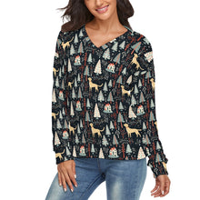 Load image into Gallery viewer, Labrador Retriever Holiday Village Women's V-Neck Christmas Sweater-Apparel-Apparel,Christmas,Dog Mom Gifts,Labrador,Sweater,Sweatshirt-1