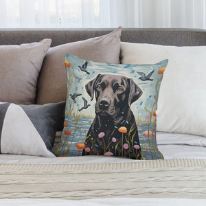 Lakeside Reverie Black Labrador Plush Pillow Case-Cushion Cover-Black Labrador, Dog Dad Gifts, Dog Mom Gifts, Home Decor, Pillows-2