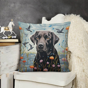 Lakeside Reverie Black Labrador Plush Pillow Case-Cushion Cover-Black Labrador, Dog Dad Gifts, Dog Mom Gifts, Home Decor, Pillows-3